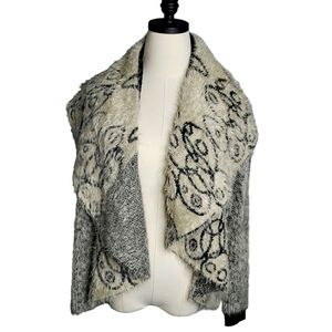 BKE Buckle Cardigan Eyelash Hopi Southwestern Western Artsy Open Shawl Collar  S